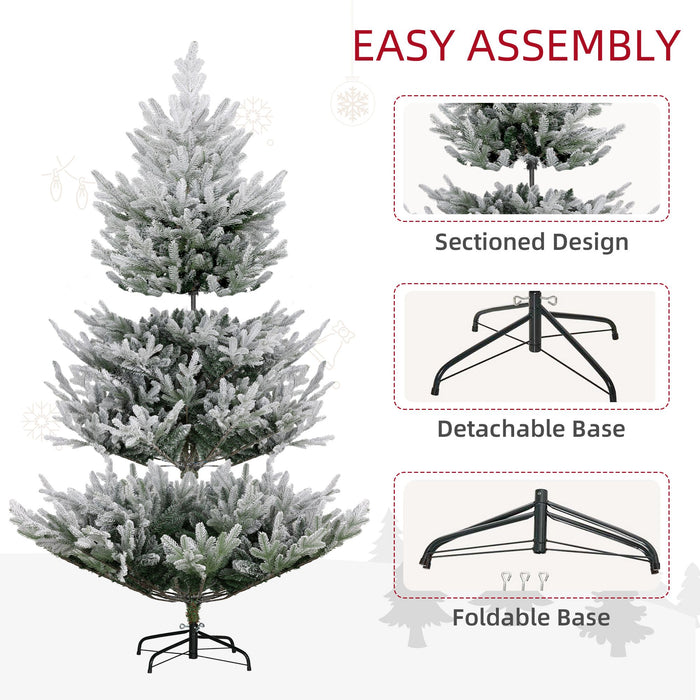 6FT Flocked Artificial Christmas Tree — 795 Tips, Auto - Open Hinged, Snow - Dipped, Steel Base - Monsta Online
