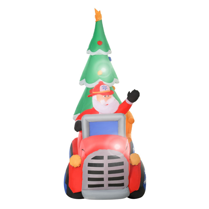 7.5FT Prelit Inflatable Santa Driving Fire Truck with Christmas Tree and LED Lights - Outdoor Christmas Decoration - Monsta Online