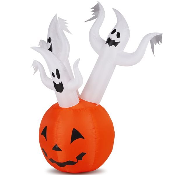 5.9FT Halloween Inflatable Pumpkin Ghost with LED Lights - Monsta Online