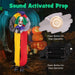 4.5ft Animatronic Halloween Clown – Sound Activated with LED Eyes, Posable Head and Arms, Creepy Phrases - Monsta Online