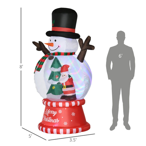 8FT Prelit Inflatable Snowman with Crystal Ball Body and Rotating Colorful LED Lights - Outdoor Christmas Decoration - Monsta Online