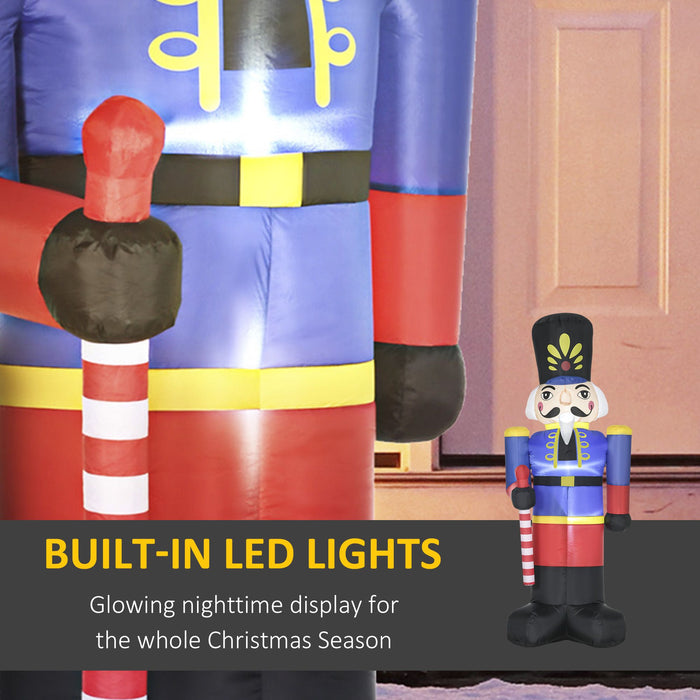 8FT Prelit Inflatable Nutcracker Toy Soldier with Scepter and LED Lights - Outdoor Christmas Decoration - Monsta Online