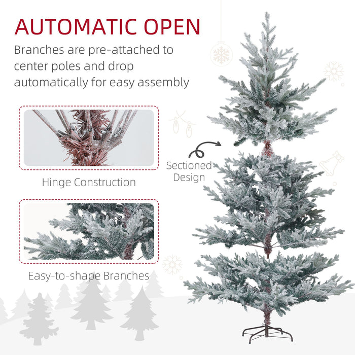 6FT Flocked Nordic Pine Artificial Christmas Tree — 795 Snow Tips, Unlit, Auto - Open, Steel Base - Monsta Online