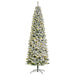 9FT Snow Flocked Pre - Lit Artificial Christmas Tree — 550 Warm White LEDs, 988 Tips, Hinged, Steel Base - Monsta Online