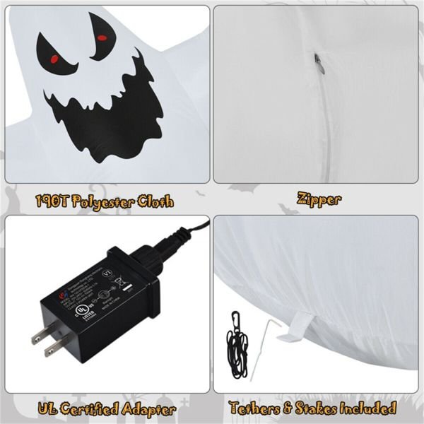 12FT Halloween Inflatable Ghost with LED Lights – Giant Blow Up Yard Decoration - Monsta Online