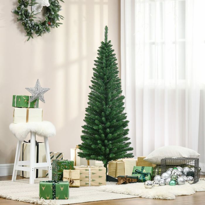 5FT Pencil Artificial Christmas Tree — 294 Tips, Unlit, Slim Space - Saving, Realistic, Plastic Base - Monsta Online