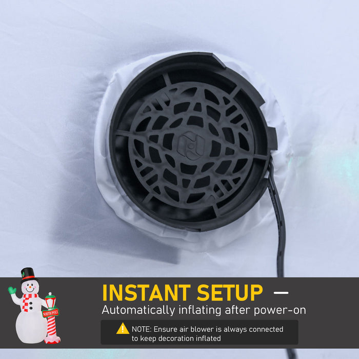 8FT Prelit Inflatable Snowman with North Pole Sign and Rotating LED Lights - Outdoor Christmas Decoration - Monsta Online