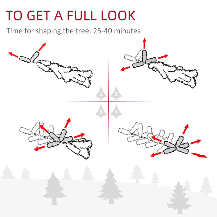 6FT Snow Flocked Pencil Artificial Christmas Tree — 492 Tips, Unlit, Full - Bodied, Foldable Steel Base - Monsta Online