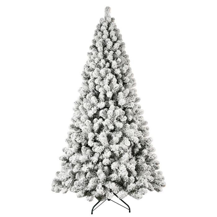 6FT Pre - Lit Flocked Artificial Christmas Tree — 300 Warm White Lights, 779 PVC Tips, Memory Wire, Metal Stand - Monsta Online