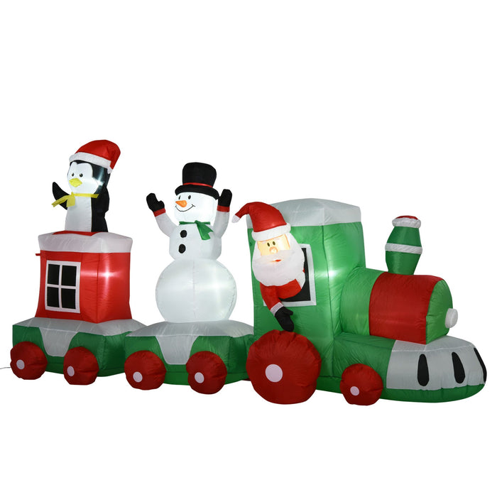 11FT Prelit Inflatable Christmas Train with Santa, Snowman & Penguin with LED Lights - Outdoor Decoration - Monsta Online