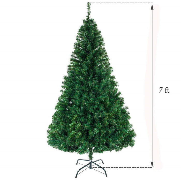 7FT Unlit Full Artificial Christmas Tree — 1100 Tips, Realistic PVC, Metal Stand - Monsta Online