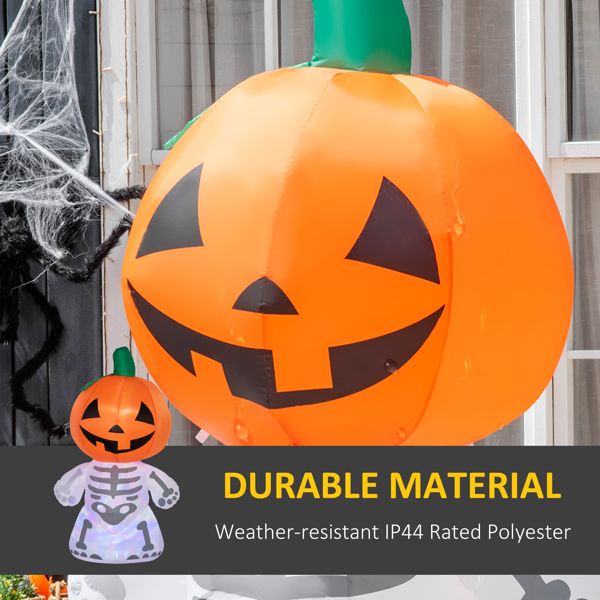 6FT Halloween Inflatable Pumpkin Man Skeleton with LED Lights - Monsta Online
