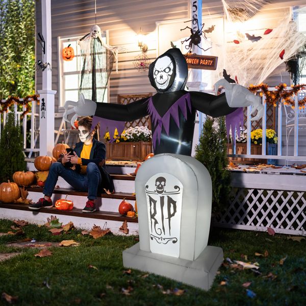 6FT Halloween Inflatable Grim Reaper with Grave and LED Lights - Monsta Online