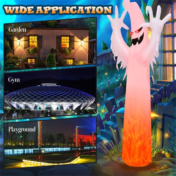 12FT Halloween Inflatable Ghost with Flame Light - Monsta Online