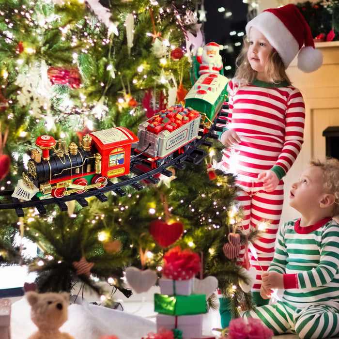 23" Battery - Operated Christmas Train Set with Sound & Light - Electric Tree Surround Track Toy for Kids - Monsta Online