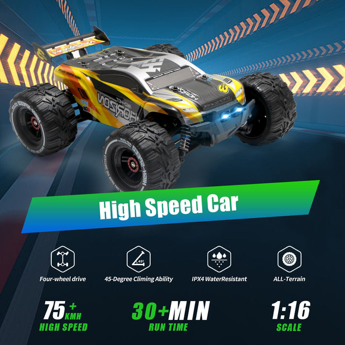 Red Horizon: 1:16 High - Speed 47MPH+ RC Monster Truck with Dual Rechargeable Batteries - Monsta Online