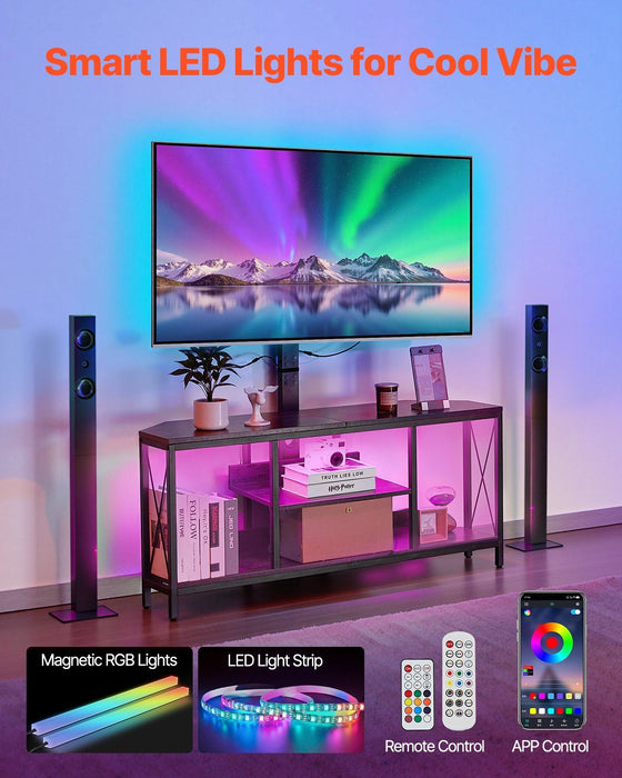 Modern LED TV Stand Entertainment Center for 75 Inch TVs with Adjustable Swivel and Height - Monsta Online