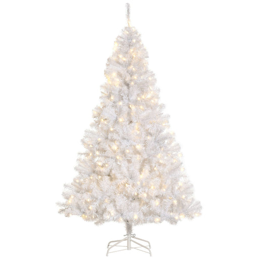 6FT Pre - Lit White Artificial Christmas Tree — 1000 Tips, 250 Warm White LEDs, Metal Stand - Monsta Online