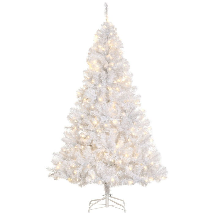 6FT Pre - Lit White Artificial Christmas Tree — 1000 Tips, 250 Warm White LEDs, Metal Stand - Monsta Online