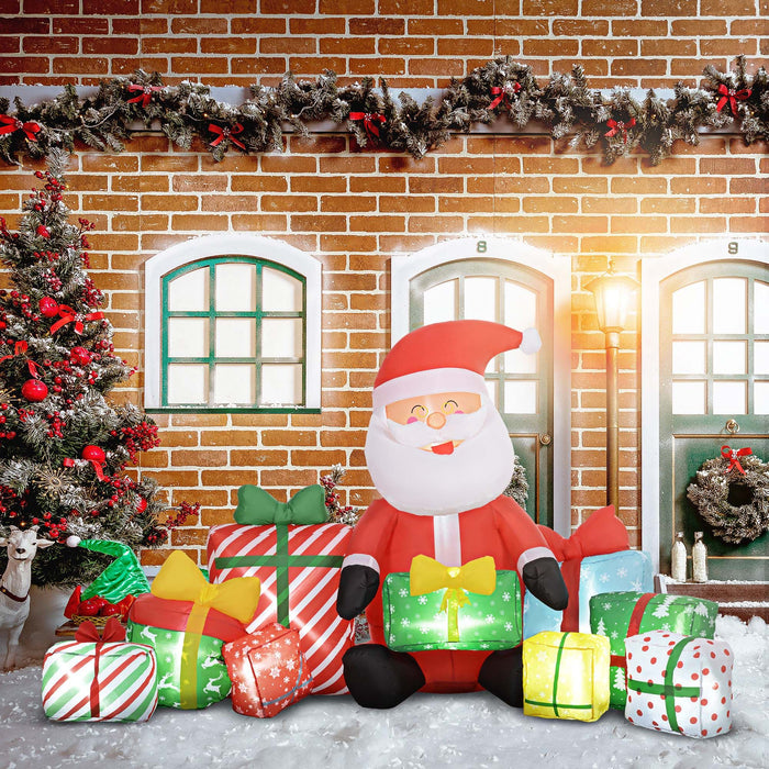 4.4FT Prelit Inflatable Santa Claus with Gift Boxes and LED Lights - Outdoor Christmas Decoration - Monsta Online