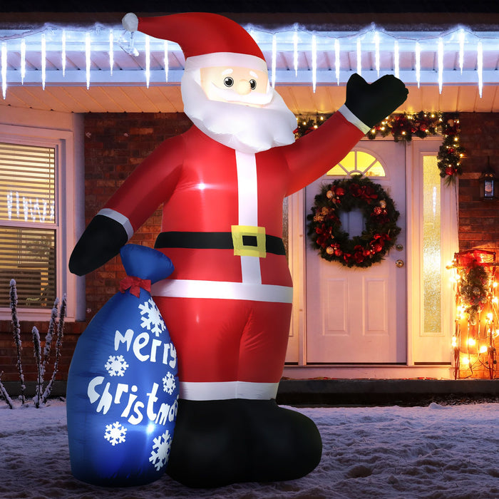 8FT Prelit Inflatable Smiling Santa Claus with Gift Bag and LED Lights - Outdoor Christmas Decoration - Monsta Online