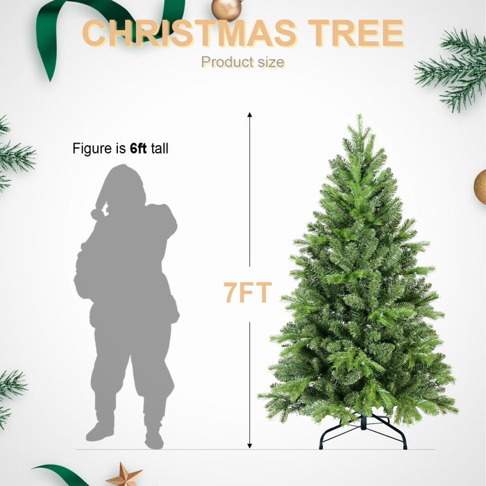 7FT Artificial Christmas Tree — Full, 1375 Tips, PE+PVC, Hinged, Metal Stand - Monsta Online