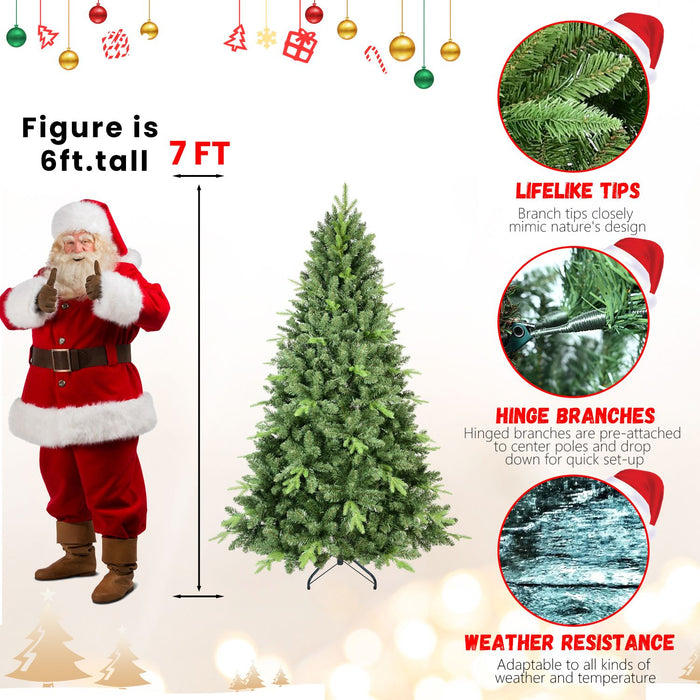 7FT Artificial Christmas Tree — 1875 Tips, PE+PVC, Full Shape, Hinged, Metal Stand - Monsta Online