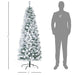 6FT Snow Flocked Pre - Lit Artificial Christmas Tree — 250 Warm White LEDs, 462 Tips, Hinged Pencil, Steel Base - Monsta Online