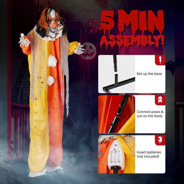 8.2ft Giant Animatronic Halloween Clown – Motion and Sound Activated with Red Glowing Eyes, Shaking Head and Creepy Phrases - Monsta Online