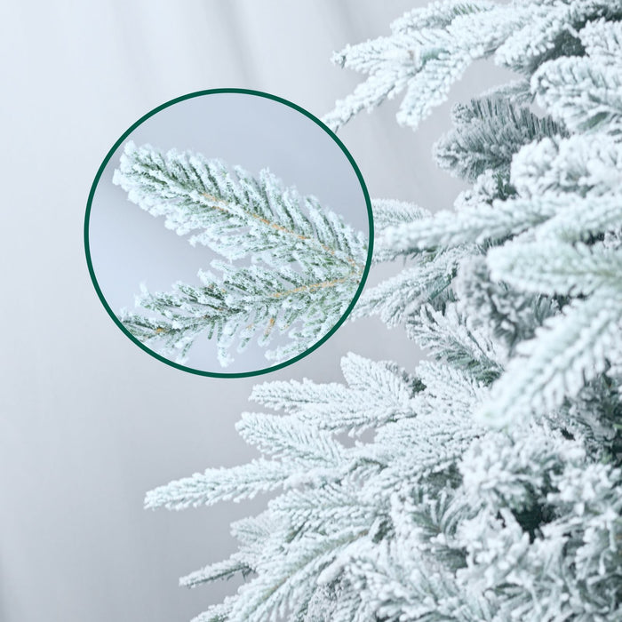 4FT Pre - Lit Flocked Artificial Christmas Tree — 907 PE/PVC Tips, 150 Incandescent Lights, Foldable Base - Monsta Online