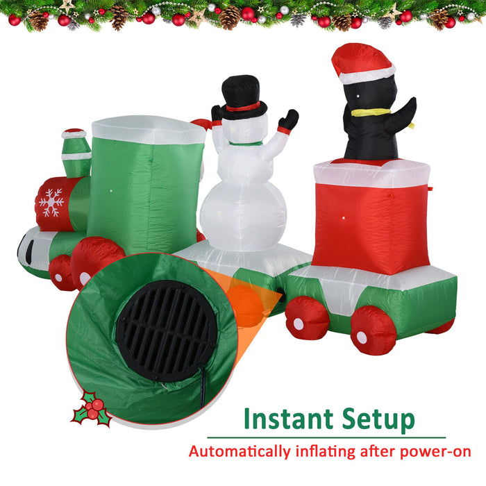 11FT Prelit Inflatable Christmas Train with Santa, Snowman & Penguin with LED Lights - Outdoor Decoration - Monsta Online