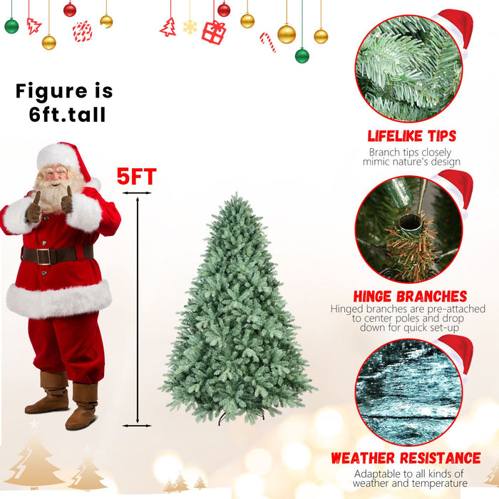 5FT Blue - Green Artificial Christmas Tree — 1194 Tips, PE+PVC, Full Shape, Hinged, Metal Stand - Monsta Online