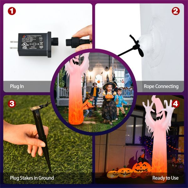 12FT Halloween Inflatable Ghost with Flame Light - Monsta Online