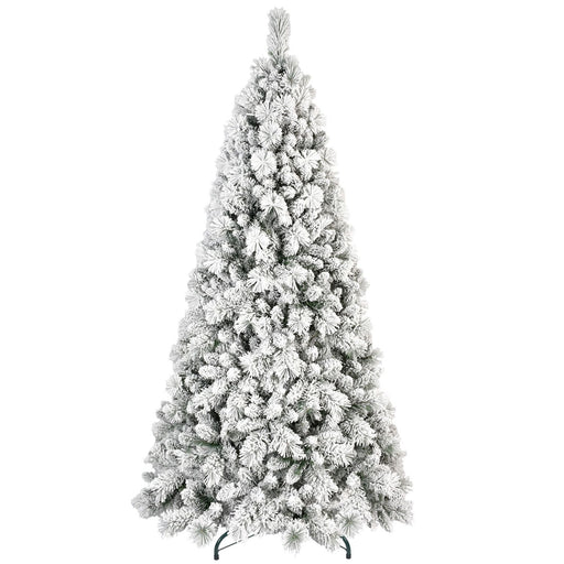 9FT White Snow‑Flocked Artificial Christmas Tree — 1964 Tips, Full Realistic, Hinged Metal Stand - Monsta Online