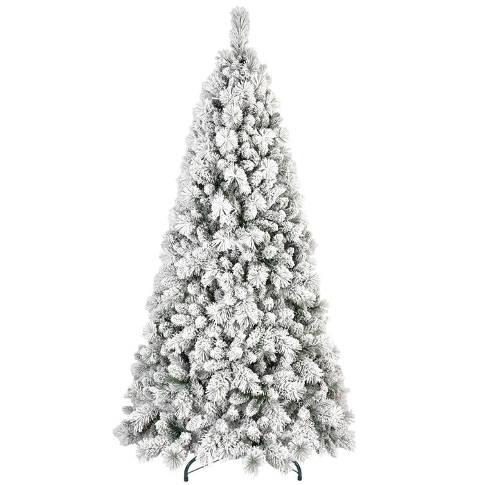9FT White Snow‑Flocked Artificial Christmas Tree — 1964 Tips, Full Realistic, Hinged Metal Stand - Monsta Online