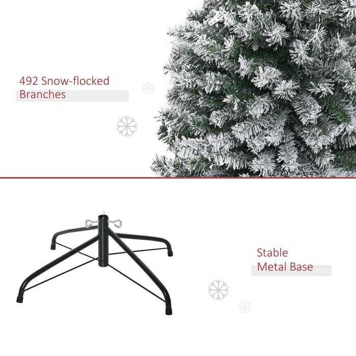 6FT Snow Flocked Pencil Artificial Christmas Tree — 492 Tips, Unlit, Full - Bodied, Foldable Steel Base - Monsta Online