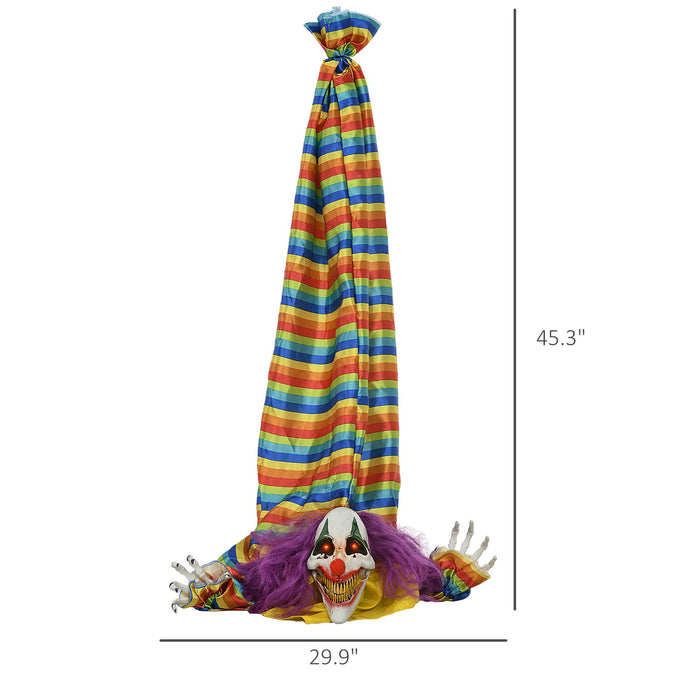3.7ft Sound Activated Hanging Clown Corpse – Halloween Animatronic with Red Glowing Eyes, Circus Music and Waving Arms - Monsta Online