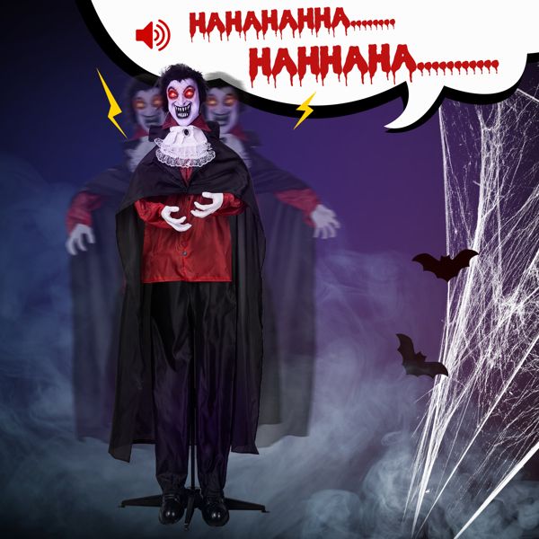 5.7ft Animatronic Halloween Vampire – Motion and Sound Activated Prop with Light - Up Eyes and Swaying Body - Monsta Online