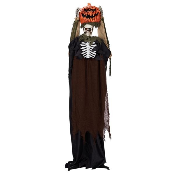 5.6ft Sound - Activated Pumpkin Head Ghost Halloween Animatronic – Glowing Eyes and Creepy Sounds - Monsta Online