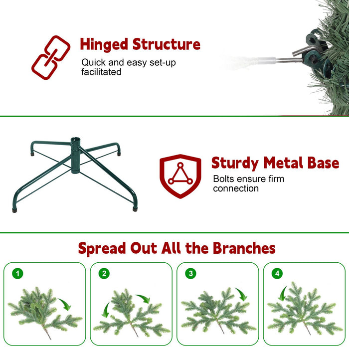 7FT Pre - Lit Pencil Artificial Christmas Tree — 200 Warm White LED, Slim, 469 Tips, Metal Stand - Monsta Online