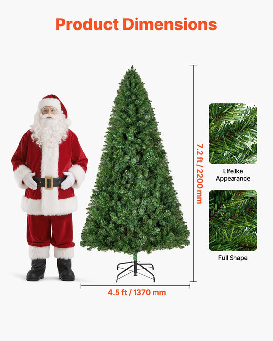 7.2FT Unlit Full Artificial Christmas Tree — 1346 Tips, Metal Base - Monsta Online