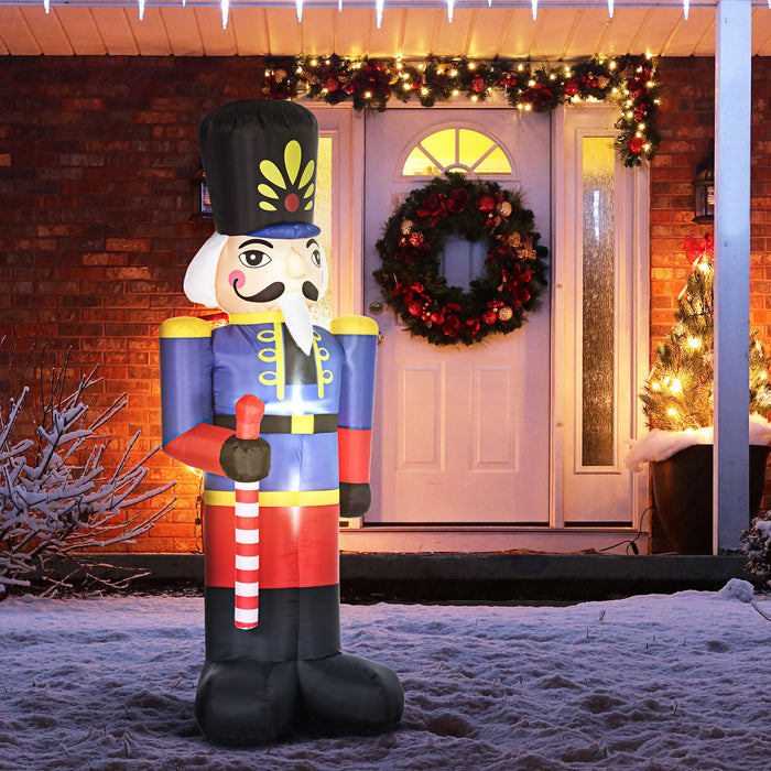 8FT Prelit Inflatable Nutcracker Toy Soldier with Scepter and LED Lights - Outdoor Christmas Decoration - Monsta Online