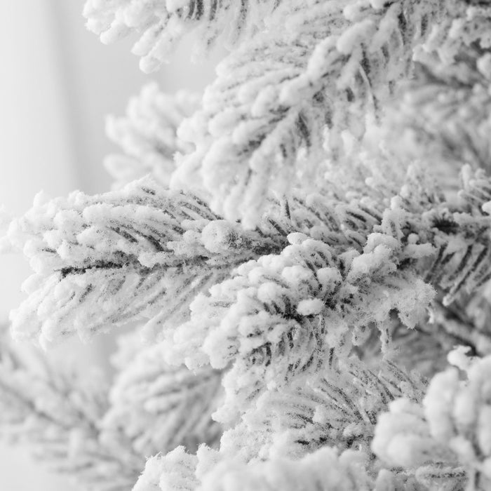 6FT Pre - Lit Snow Flocked Artificial Christmas Tree — 300 LED Lights, 1321 Tips, Auto - Unfold, Metal Base - Monsta Online