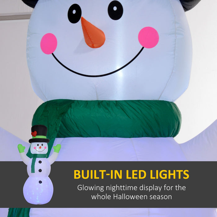 10FT Prelit Inflatable Cheerful Snowman with Black Hat and Rotating LED Lights - Outdoor Christmas Decoration - Monsta Online