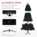 6FT Black Artificial Christmas Tree — 1000 Tips, Unlit, Auto - Open Hinged, Full Wide Shape, Steel Base - Monsta Online