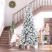 9FT Flocked Artificial Christmas Tree — 2068 Downswept Cedar Tips, Snow, Unlit, Auto - Open, Steel Base - Monsta Online