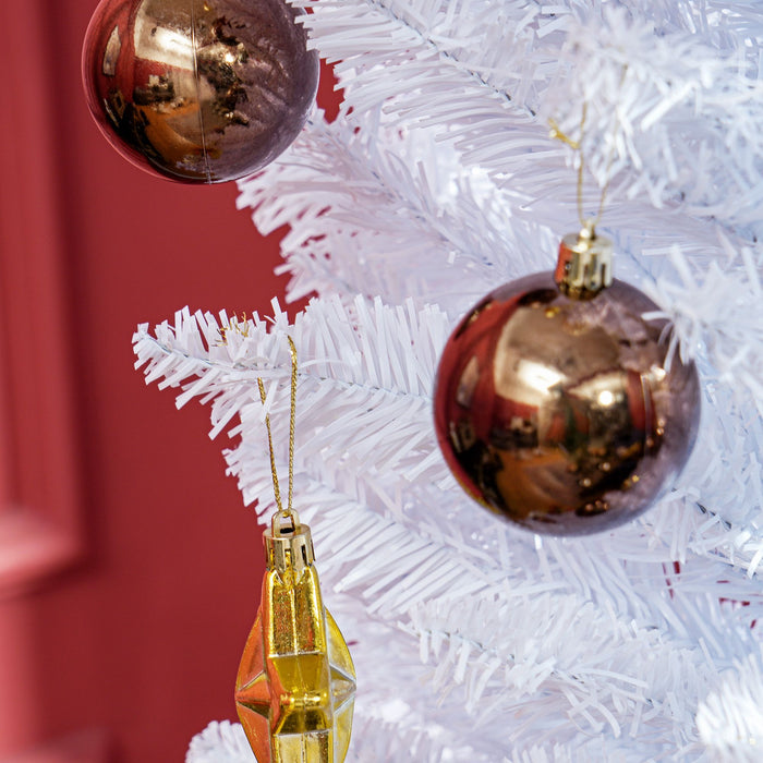 8FT White Pencil Artificial Christmas Tree — 618 Tips, Slim Space - Saving, Plastic Stand, Unlit - Monsta Online