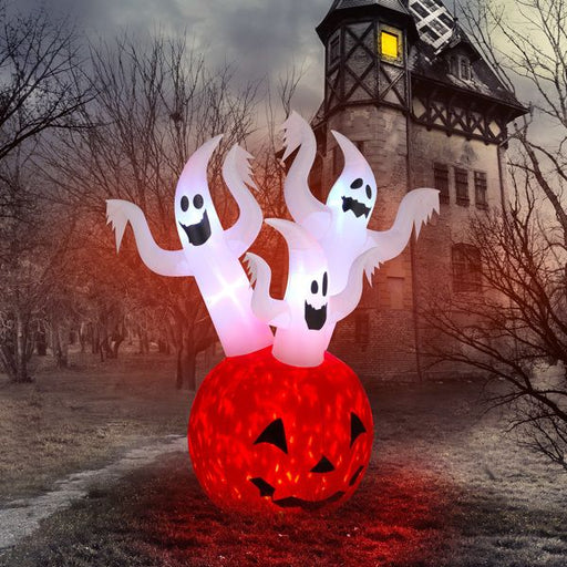 5.9FT Halloween Inflatable Pumpkin Ghost with LED Lights - Monsta Online