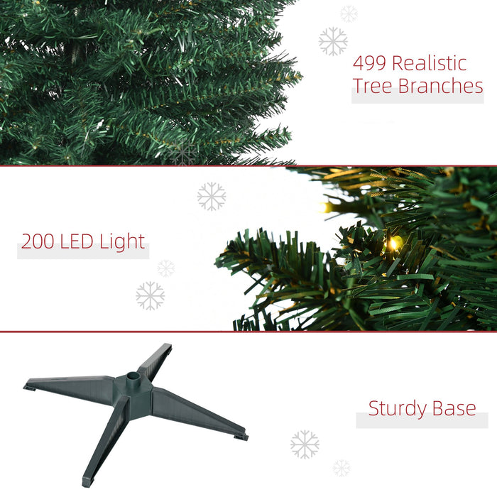 7FT Noble Fir Pencil Pre - Lit Artificial Christmas Tree — 200 Warm White LEDs, 499 Tips, Slim Space - Saving - Monsta Online