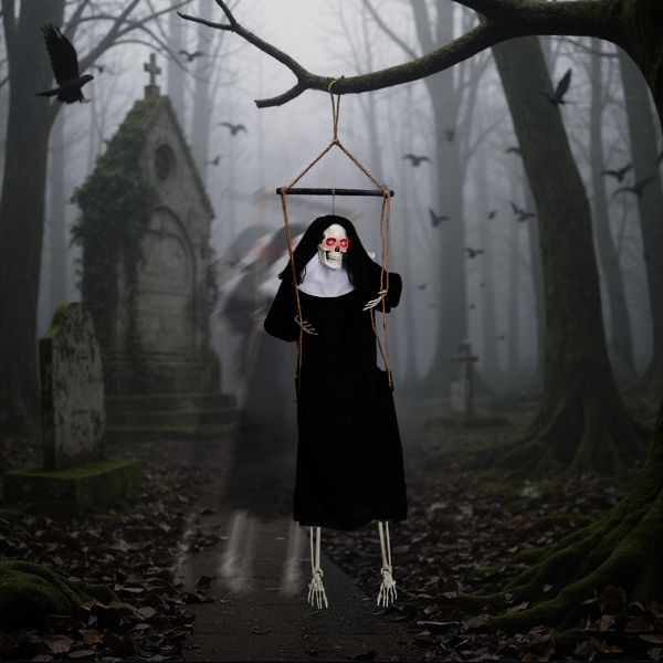 3ft Sound - Activated Hanging Halloween Ghosts with Light - Up Eyes and Screaming Sound - Monsta Online